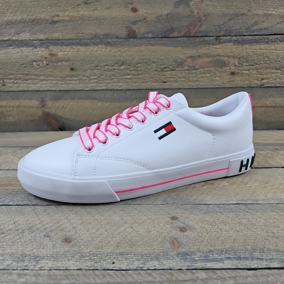 Tommy Hilfiger Women's White/Fuschia Sneakers NEW - Picture 2 of 11